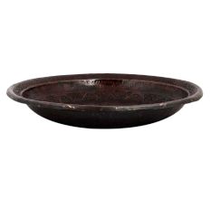 Ornate Copper Plate With Floral Veins And leaves Design