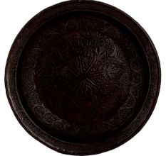 Ornate Copper Plate With Floral Veins And leaves Design