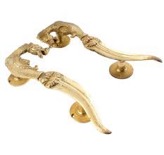 Handmade Golden Brass Door handle Horse Head Sword End Design
