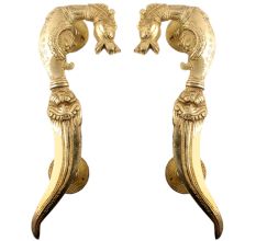 Handmade Golden Brass Door handle Horse Head Sword End Design
