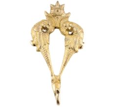 Ornate Brass Demon Head With Peacock Wall Hook And Wall Hanging