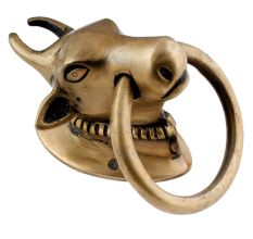 Heavy Golden Brass Bull Towel Holder Planter Holder