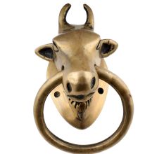 Heavy Golden Brass Bull Towel Holder Planter Holder