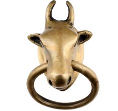 Heavy Golden Brass Bull Towel Holder Planter Holder