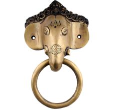 Brass Elephant Head Ganpati Face Towel Holder