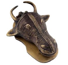 Black Brass Ox Bull Head Door Knocker On a Base Plate