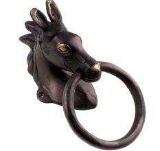 Wild Horse Head Brass Towel Holder In Black Finish