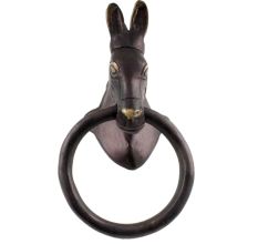 Wild Horse Head Brass Towel Holder In Black Finish