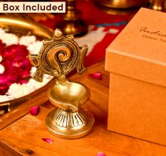 Religious Shankha Chakra Design Oil Lamp Diya For Festival