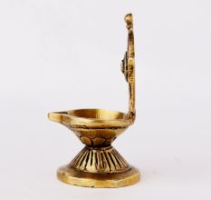 Religious Big Flower Carved Design Oil Lamp Diya