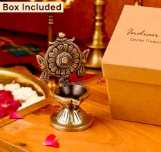 Religious Big Flower Carved Design Oil Lamp Diya