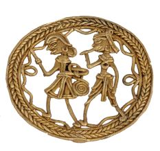 Handmade Brass Dhokra Art Wall Hanging Of Dancing Couple