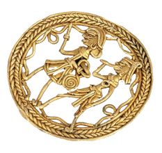Handmade Brass Dhokra Art Wall Hanging Of Dancing Couple