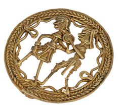 Handmade Brass Tribal Couple Round Wall Art With Tribal Design