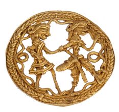 Round Brass Dhokra Art Tribal Folk Dancers