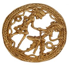Round Brass Dhokra Art Tribal Folk Dancers