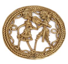 Brass Dhokra Wall Art Tribal Dancer Couple