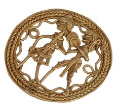 Brass Dhokra Wall Art Tribal Dancer Couple
