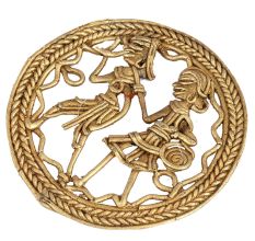 Round Brass Rural Dhokra Artwork Wall Hanging