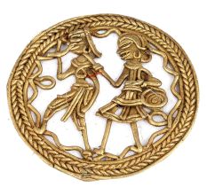 Round Brass Rural Dhokra Artwork Wall Hanging