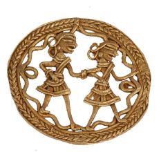 Brass Rural Dancing Couple Round Wall Art