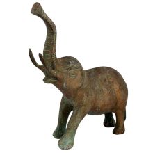 Old Brass Elephant Statue With Trunk Up