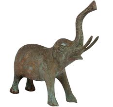 Old Brass Elephant Statue With Trunk Up