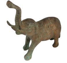 Old Brass Elephant Statue With Trunk Up