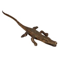 Brass Handcrafted Crocodile Statue Sculpture