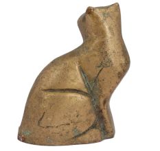 Handmade Brass Sitting Cat Home Decoration Statue