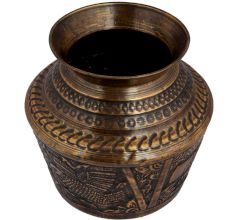 Brass kalash Holy water pot With Engraved Bird Image