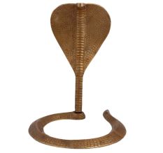 Etched Hindu Brass Cobra Head Nag Devta Statue