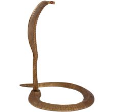 Etched Hindu Brass Cobra Head Nag Devta Statue