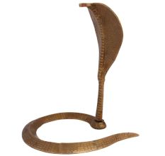 Etched Hindu Brass Cobra Head Nag Devta Statue