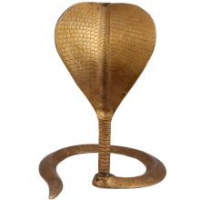 Etched Hindu Brass Cobra Head Nag Devta Statue