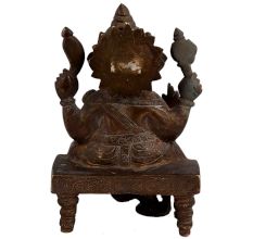 Auspicious Brass Ganesha Statue On Chowki