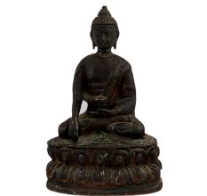 Brass Meditating Buddha Sitting On Lotus Base In Black Finish
