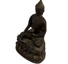 Brass Meditating Buddha Sitting On Lotus Base In Black Finish