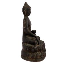 Brass Meditating Buddha Sitting On Lotus Base In Black Finish