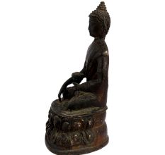 Brass Meditating Buddha Sitting On Lotus Base In Black Finish