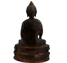 Brass Meditating Buddha Sitting On Lotus Base In Black Finish