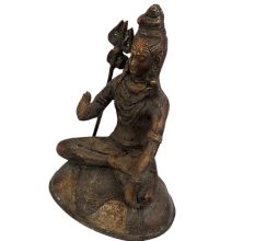 Brass Mahakal Shiva Meditating Statue On Lion Base