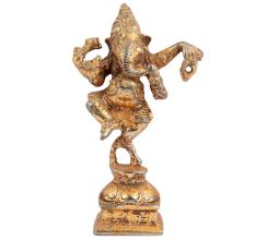 Brass Dancing Ganesha Statue In Golden Finish