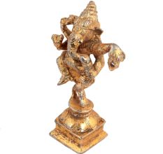 Brass Dancing Ganesha Statue In Golden Finish