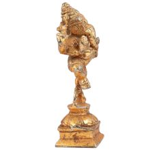 Brass Dancing Ganesha Statue In Golden Finish