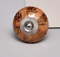 Brown Golden Leaf Ceramic Cabinet Knobs