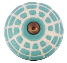 Sea Green Spider Net Etched  Ceramic Drawer Knobs