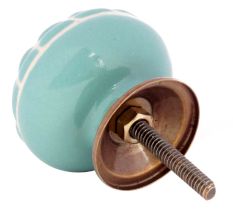 Sea Green Spider Net Etched  Ceramic Drawer Knobs