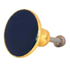 Navy Blue Round Metal and Resin Cabinet Knobs