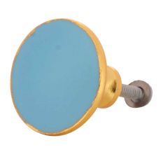 Turquoise Round Metal and Resin Cabinet Knobs